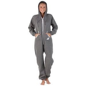 JOGGIES Sweatshirt Hoodie Onesie Charcoal Grey Fleece Zip Front Pockets Adult XS